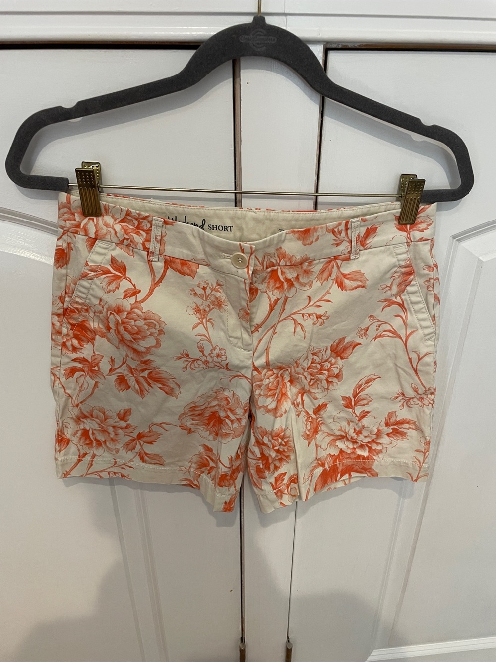 Talbots Cream Shorts with Orange Floral Print